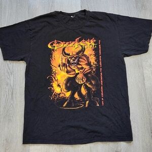 Vintage OZZFEST 2001 Ozzy Osbourne Tee Shirt Band Concert Tour L Black Faded